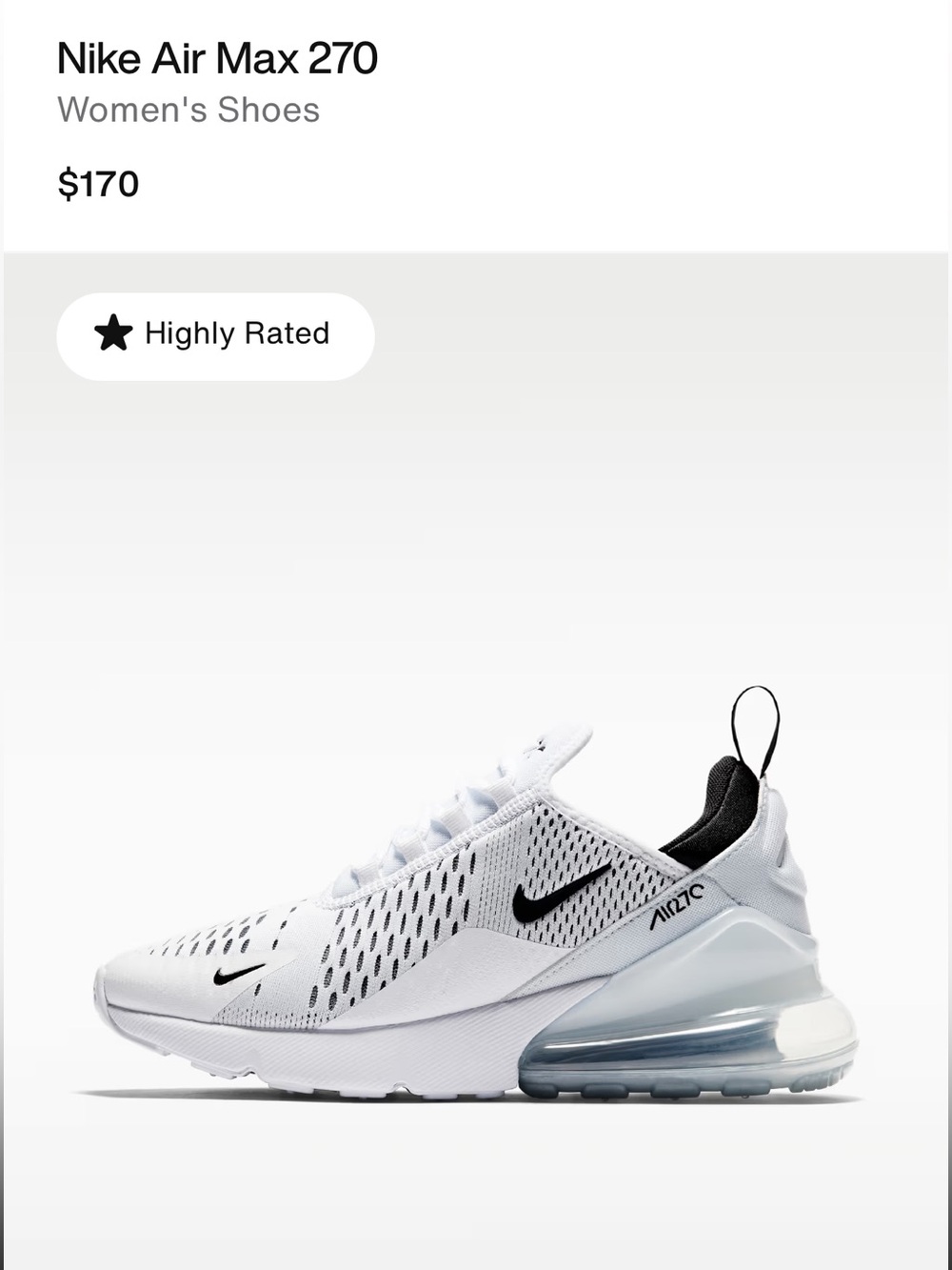 Nike Air Max 270 White Black Sneakers